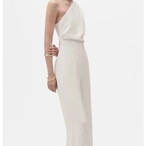 Mango One-Shoulder White Jumpsuit